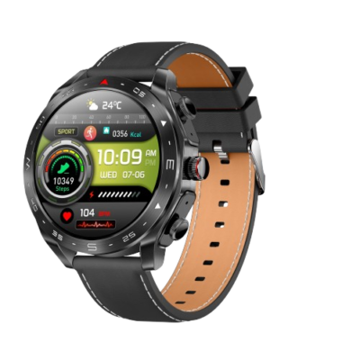 Montre_connectée_Cuir_Noire
